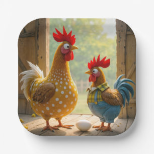 Assiettes En Carton Poulets De Ferme Avec Oeufs