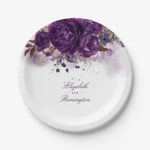 Assiettes En Carton Poupée d'aubergine Florale