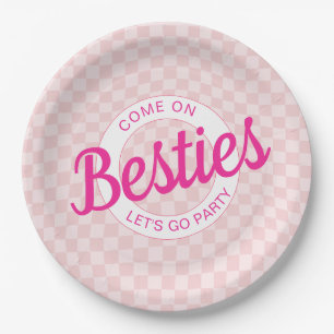Assiettes En Carton Poupée rose rétro Laissons Aller Fête Anniversaire