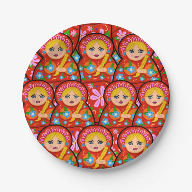 Assiettes En Carton Poupée russe d'emboîtement - Matryoshka (Devant)