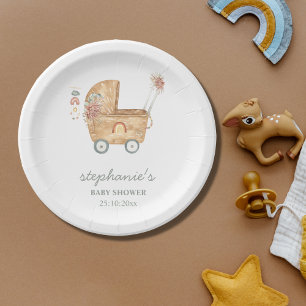 Assiettes En Carton Poussette bébé bohème Baby Shower