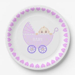 Assiettes En Carton Poussette bébé mignonne