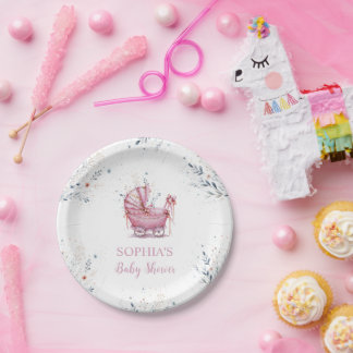 Assiettes En Carton Poussette Rose