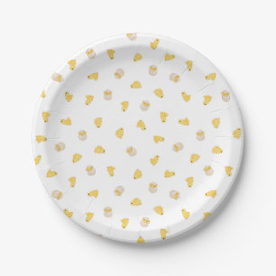 Assiettes En Carton Poussins Ditsy (Blanc) - Motif Pâques mignon