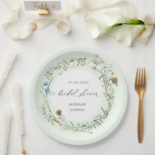 Assiettes En Carton prairie de fleurs sauvages élégante baby shower