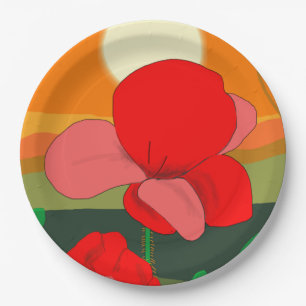 Assiettes En Carton pré au coucher du soleil