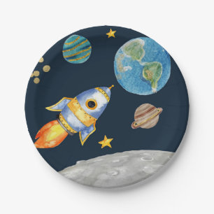 ASSIETTES EN CARTON PREMIER ANNIVERSAIRE, ANNIVERSAIRE SPATIAL, BLAST