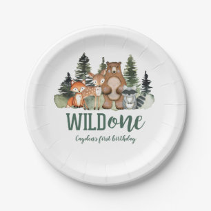 Assiettes En Carton Premier anniversaire d'animal de forêt Sauvageon