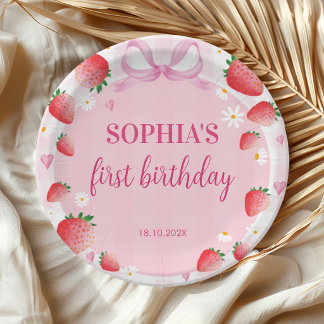 Assiettes En Carton Premier anniversaire de Berry à la fraise