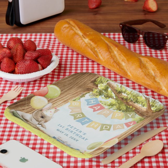 Assiettes En Carton Premier anniversaire de Bunny mignon (Pique-nique)