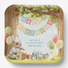 Assiettes En Carton Premier anniversaire de Bunny mignon