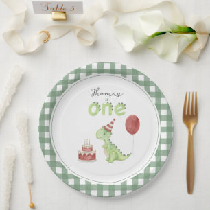Assiettes En Carton Premier anniversaire de Cute Dinosaur