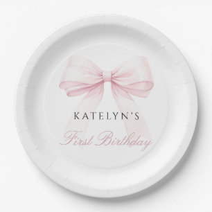 Assiettes En Carton Premier anniversaire de la Bow rose rousse
