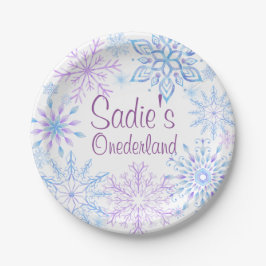 Assiettes En Carton Premier anniversaire de l'hiver de Snowflake