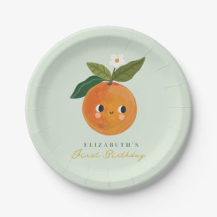 Assiettes En Carton Premier anniversaire de Little Cutie Orange