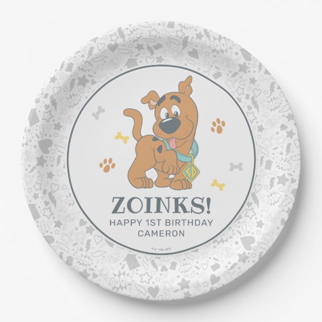 Assiettes En Carton Premier anniversaire de Scooby-Doo (Devant)