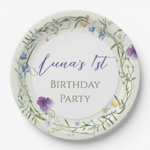 Assiettes En Carton Premier anniversaire de Wildflower