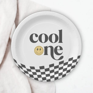 Assiettes En Carton Premier anniversaire du cool One Boy À damiers Rét