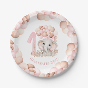 Assiettes En Carton Premier anniversaire fille mignonne éléphant ballo