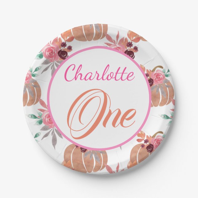 Assiettes En Carton Premier Anniversaire mignon Un Automne Automne Flo (Devant)
