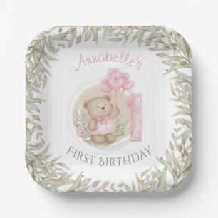 Assiettes En Carton Premier Anniversaire Mignonne Teddy Bear Ballons C