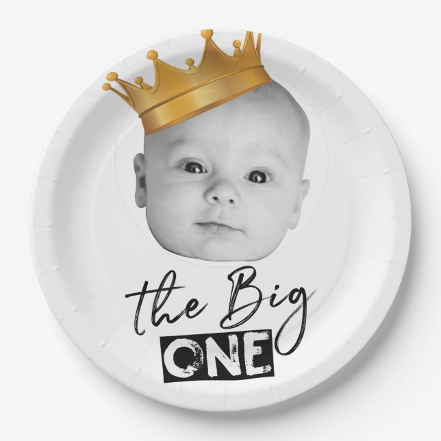 Assiettes En Carton Premier anniversaire photo moderne (Devant)