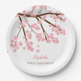 Assiettes En Carton Premier Anniversaire Printemps Cerise Fleurs Flora