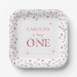 Assiettes En Carton Premier Fleur sauvage d'aquarelle d'anniversaire p