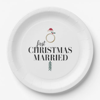 Assiettes En Carton Premier Noël Marié Nouvellement Marié Vacances, Co