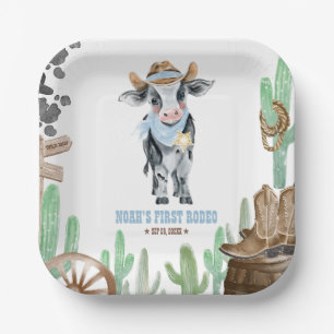 Assiettes En Carton Premier Rodéo 1er Anniversaire Bébé Vache