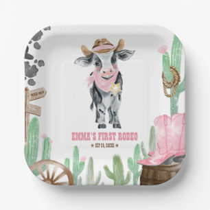 Assiettes En Carton Premier Rodéo 1er Anniversaire Bébé Vache