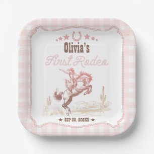 Assiettes En Carton Premier Rodéo 1er Anniversaire Rose Western