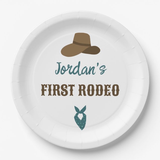 Assiettes En Carton Premier Rodéo Anniversaire 1er Cowboy Ouest (Devant)