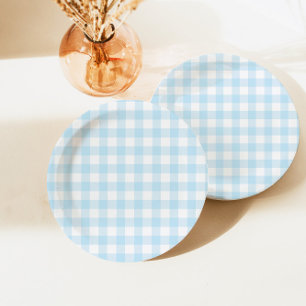 Assiettes En Carton Premier Rodéo carreaux bleus Western Cowboy 1er An