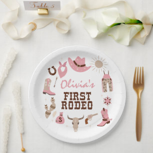Assiettes En Carton Premier Rodéo Cowboy Occidental Rose 1er Anniversa