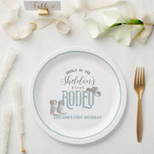Assiettes En Carton Premier Rodeo Cowboy Western Blue 1er Anniversaire