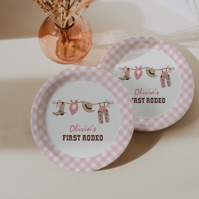 Assiettes En Carton Premier Rodéo Rose Western Cowboy 1er Anniversaire (Créateur téléchargé)