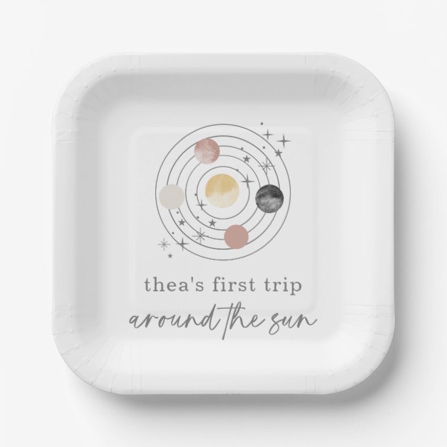 Assiettes En Carton Premier Voyage Autour De L'Espace Soleil (Recto)