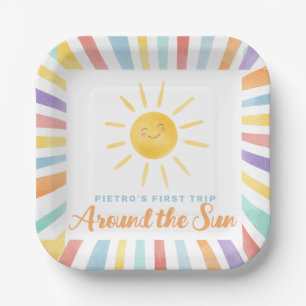 Assiettes En Carton Premier voyage autour du soleil 1er anniversaire