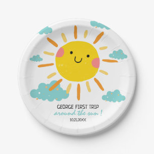 Assiettes En Carton Premier Voyage Autour Du Soleil 1Er Anniversaire