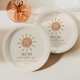 Assiettes En Carton Premier Voyage Autour Du Soleil 1Er Anniversaire
