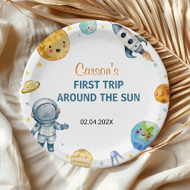 Assiettes En Carton Premier Voyage Autour Du Soleil Anniversaire