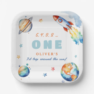 Assiettes En Carton Premier voyage autour du soleil Anniversaire