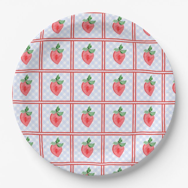 Assiettes En Carton Première aquarelle de Preppy Berry Birthday Strawb (Devant)