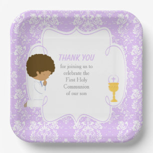Assiettes En Carton Première Communion Africaine Américaine Purple Dam