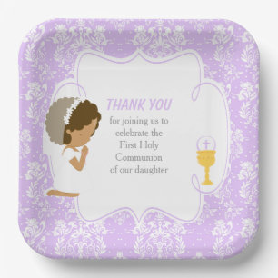 Assiettes En Carton Première Communion Africaine Américaine Purple Dam