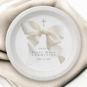 Assiettes En Carton Première communion de jeune fille élégant nœud ivo