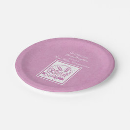 Assiettes En Carton Première communion de la petite-fille, rose