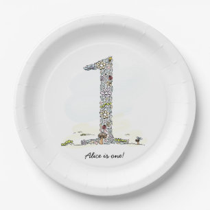 Assiettes En Carton Première fête d'anniversaire de jardin secret