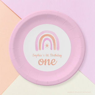 Assiettes En Carton Première fête d'anniversaire de Rainbow Girl